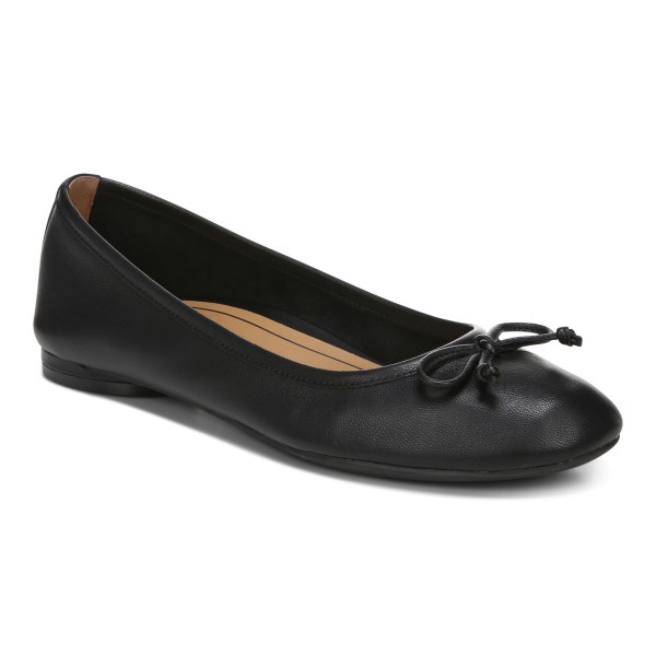 Vionic Flats Ireland - Callisto Flat Black - Womens Shoes Clearance | EMIPH-8793